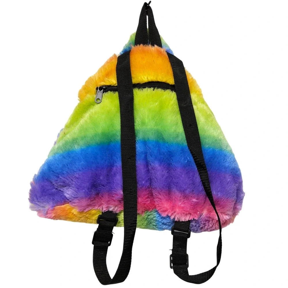 Emoji Rainbow Poop Plush Backpack Kids OS Multicolor‎ Faux Fur FABNY
